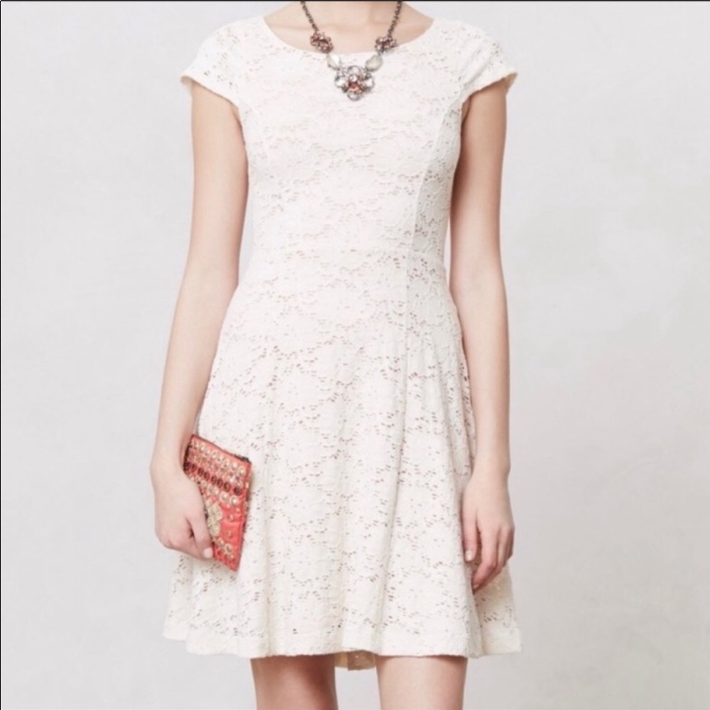 Anthropologie Maeve Mayflower White Lace Dress S